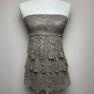 Wet Seal Lace Tube Top Gray Size S